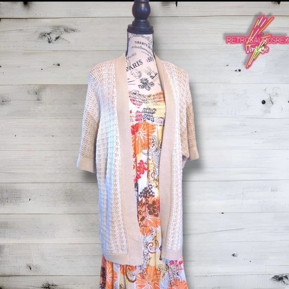 VINTAGE Coldwater Creek Beige Neutral Open Cardigan Sweater - Picture 4 of 8